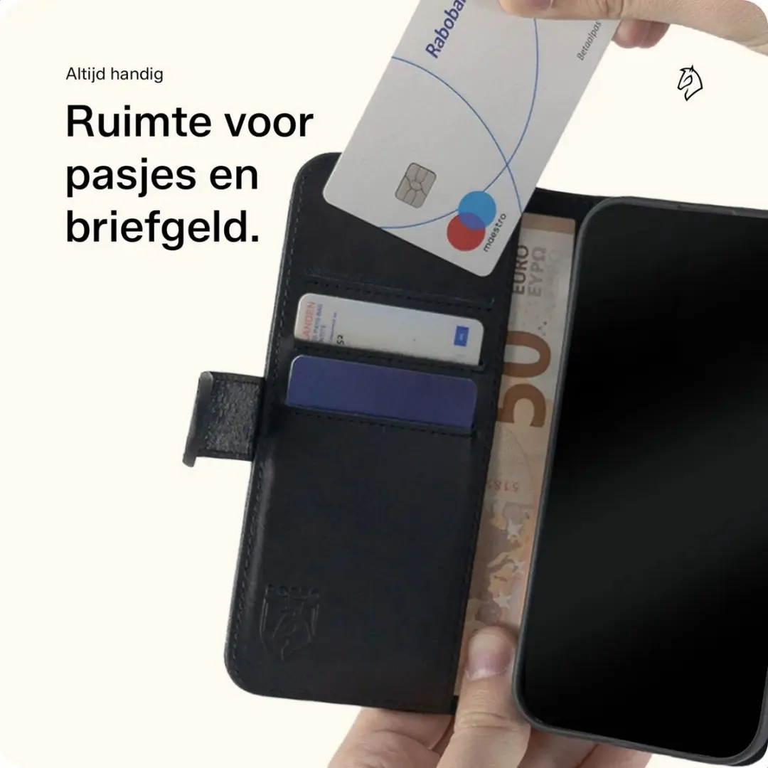 Rosso Deluxe Echt Leer Hoesje Zwart - Samsung Galaxy Z Fold8 - 2 Pasjes