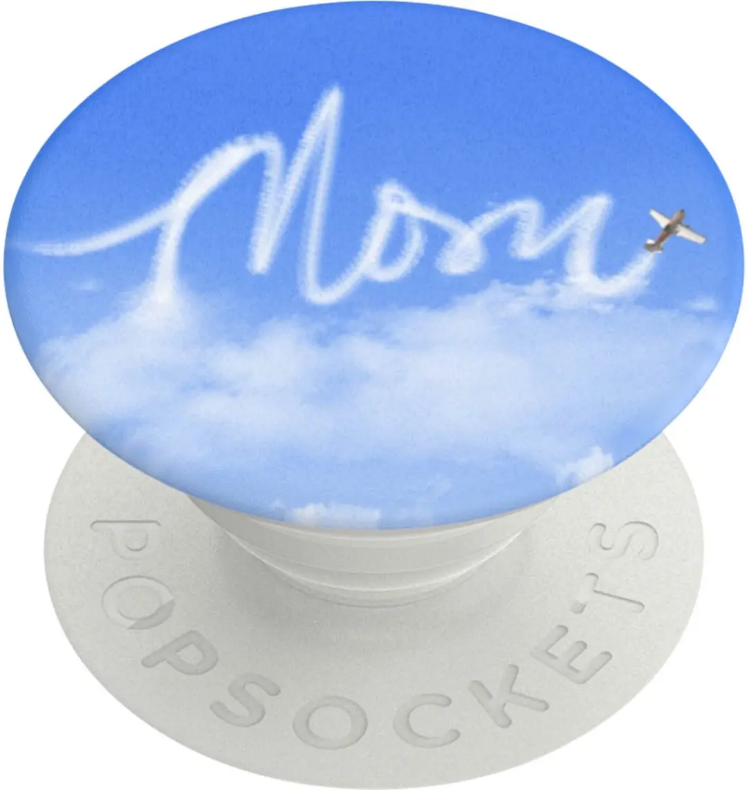 PopSockets, Popgreep voor smartphones Standaardontwerp Nuage Mom, Wit / Blauw