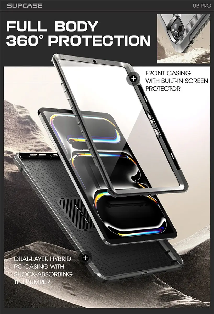 Supcase Hoes met Screen Protector iPad Pro 13 11882 - Zwart