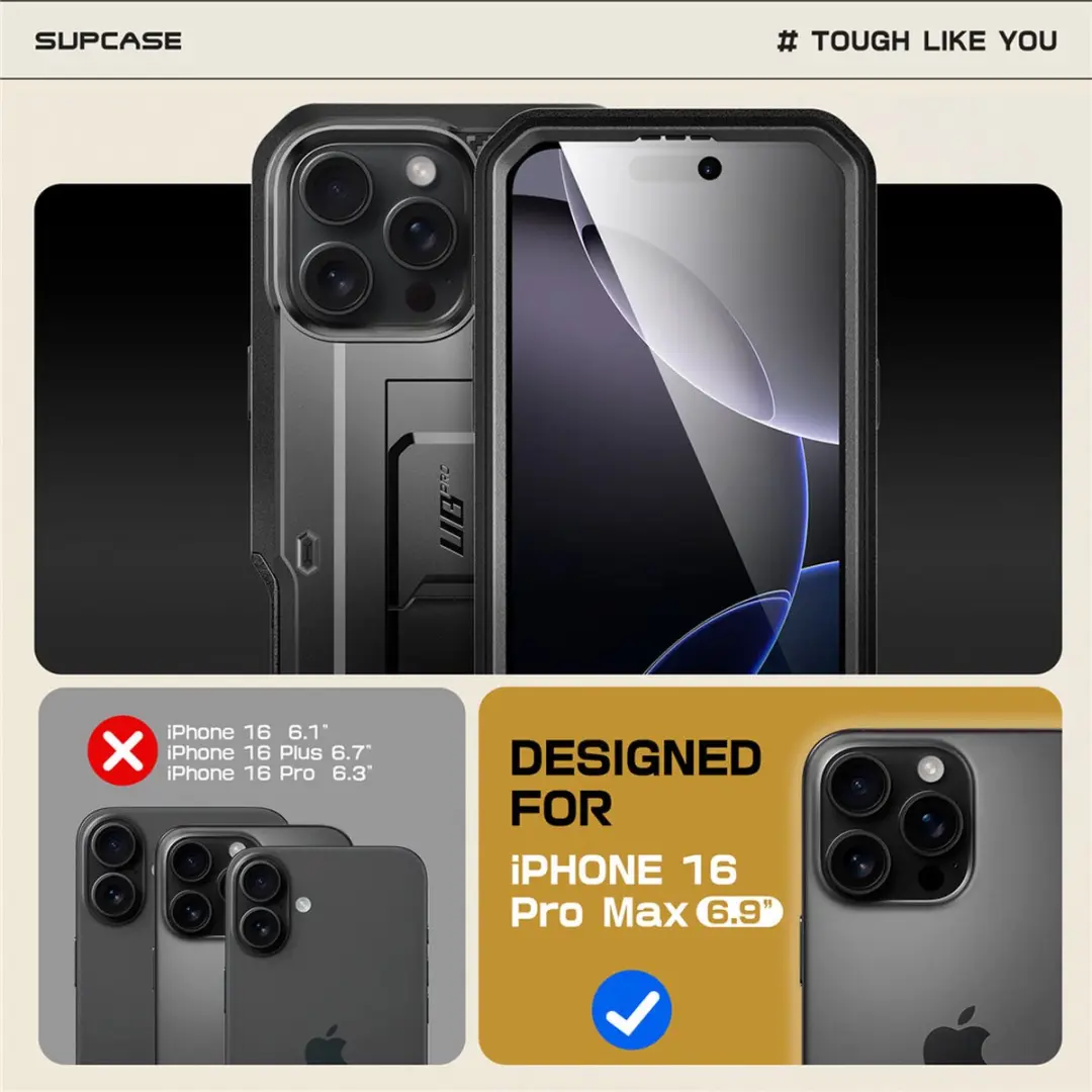 Supcase 360 Backcase iPhone 16 Pro Max 12035 - Zwart