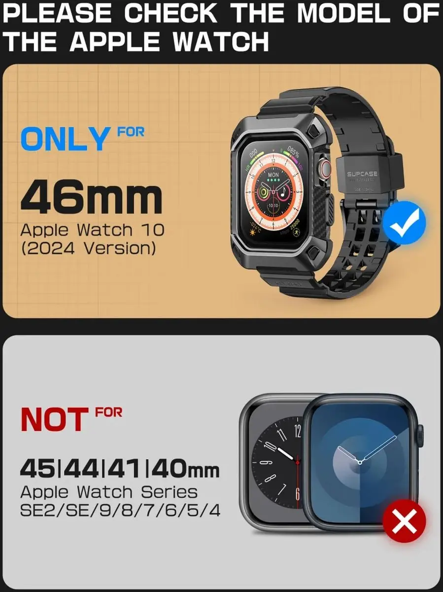 Supcase UB Pro Apple Watch 10 46mm Hoesje - Zwart