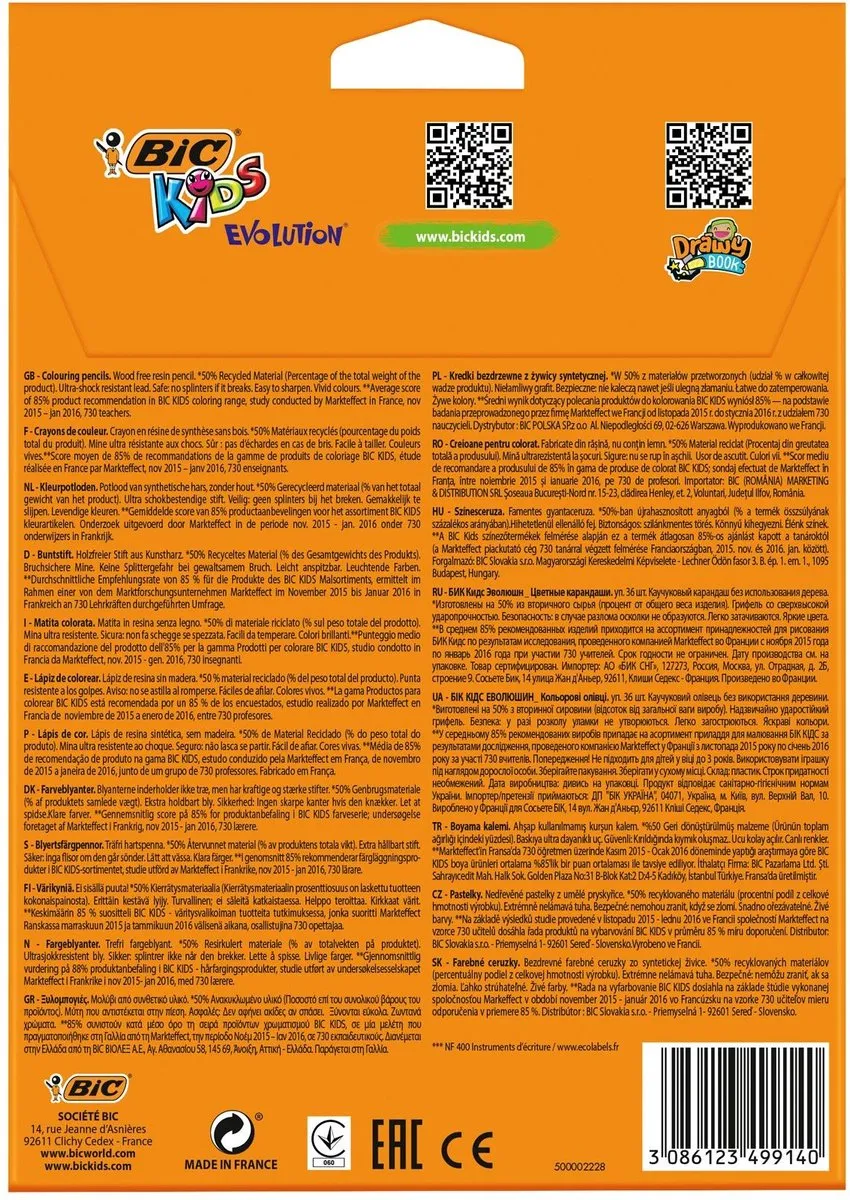 Bic Kids Ecolution Evolution Kleurpotloden 36 Stuks - Meerkleurig