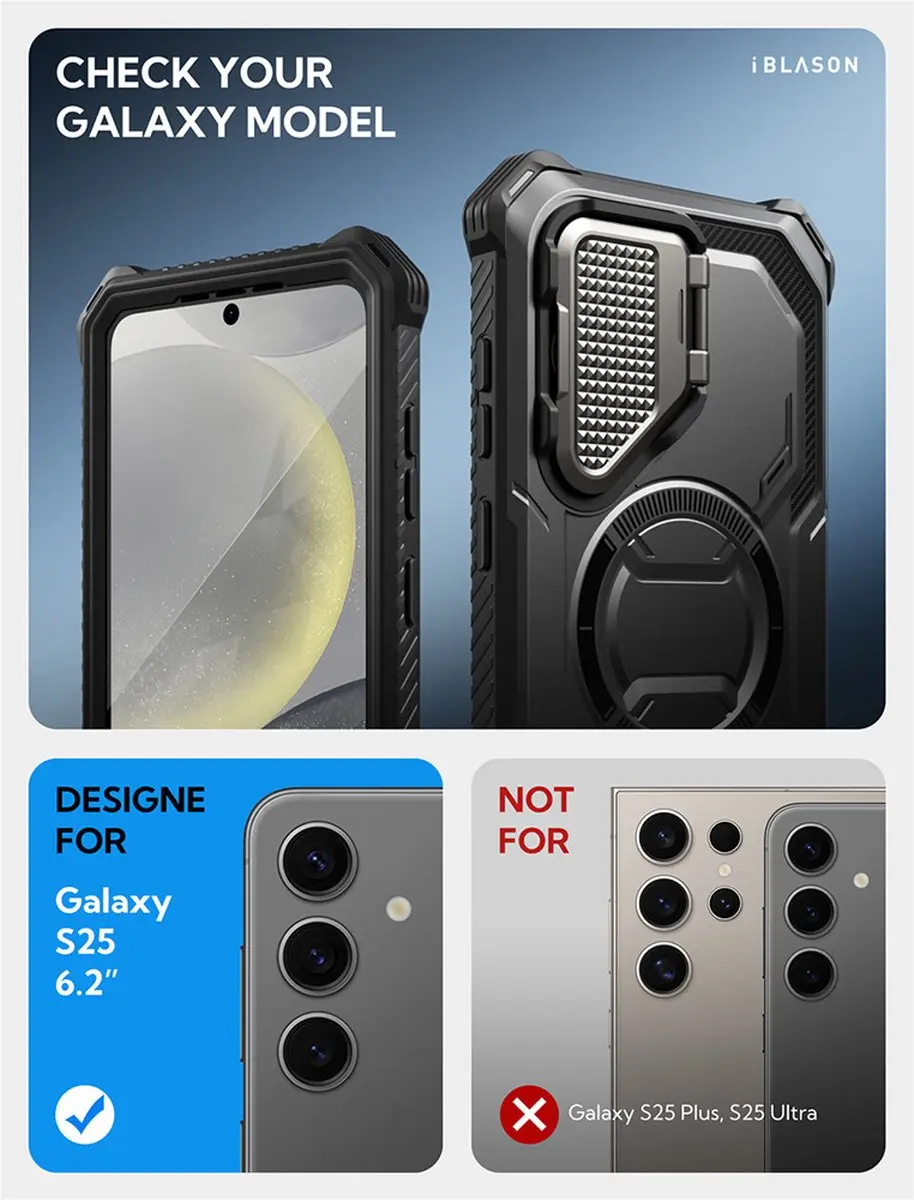 Supcase Armorbox 13185 Hoesje - Samsung Galaxy S25 - Zwart - afbeelding 6 van 6