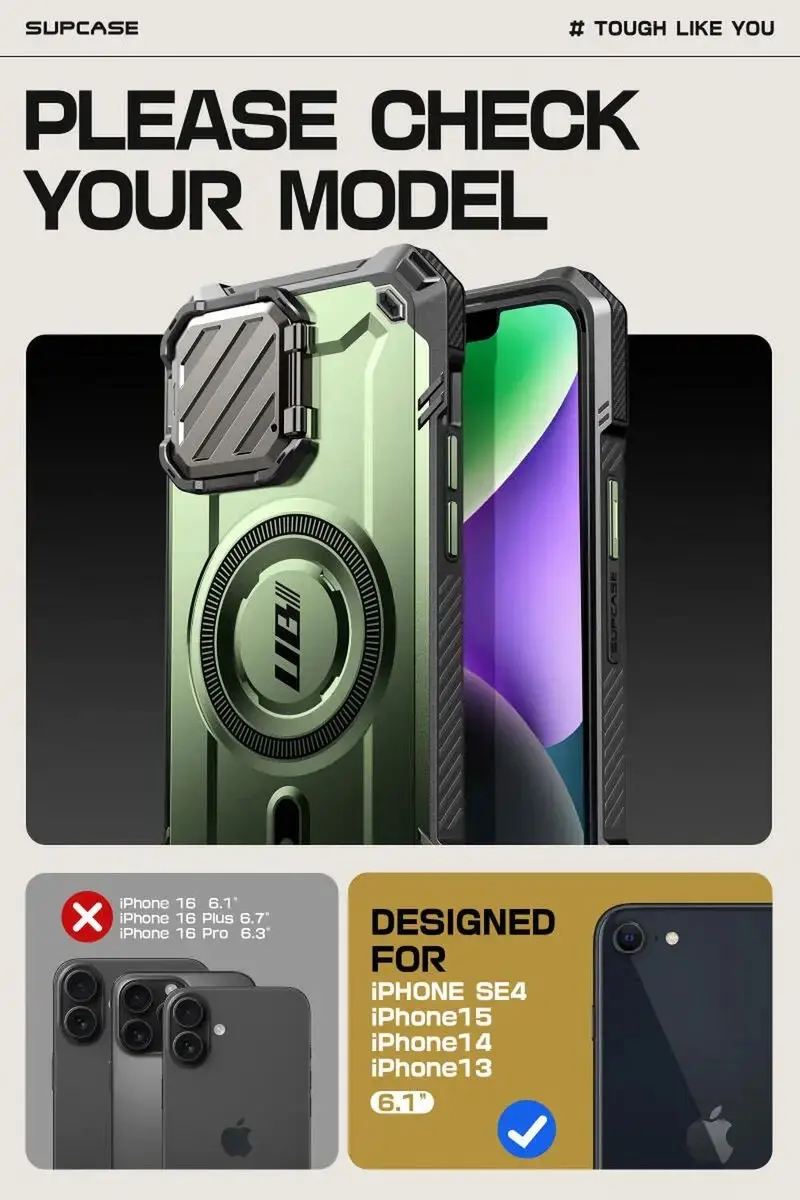 Supcase UB Pro MagXT Hoesje iPhone 16e - Groen - MagSafe