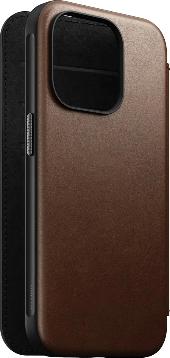 NOMAD Modern Leather Folio 114671114080 - iPhone 15 Pro Hoesje - 3 Pasjes - Bruin