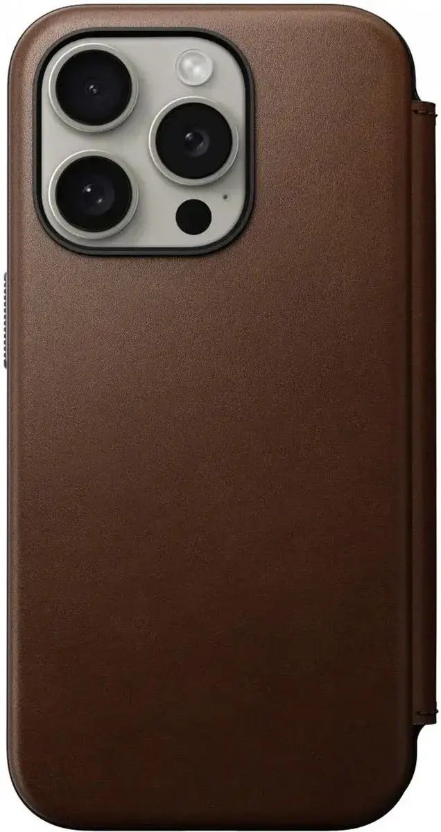 NOMAD Modern Leather Folio 114671114080 - iPhone 15 Pro Hoesje - 3 Pasjes - Bruin