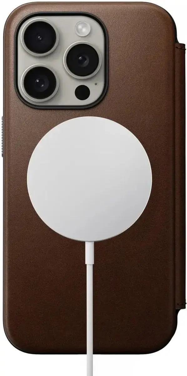NOMAD Modern Leather Folio 114671114080 - iPhone 15 Pro Hoesje - 3 Pasjes - Bruin - afbeelding 6 van 6