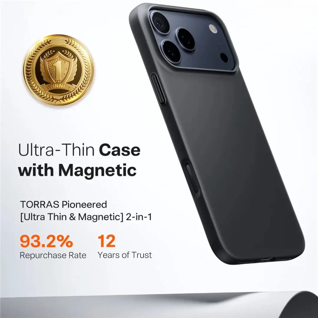 Torras Slim Fit Mag Hoesje iPhone 17 Pro - MagSafe - Zwart