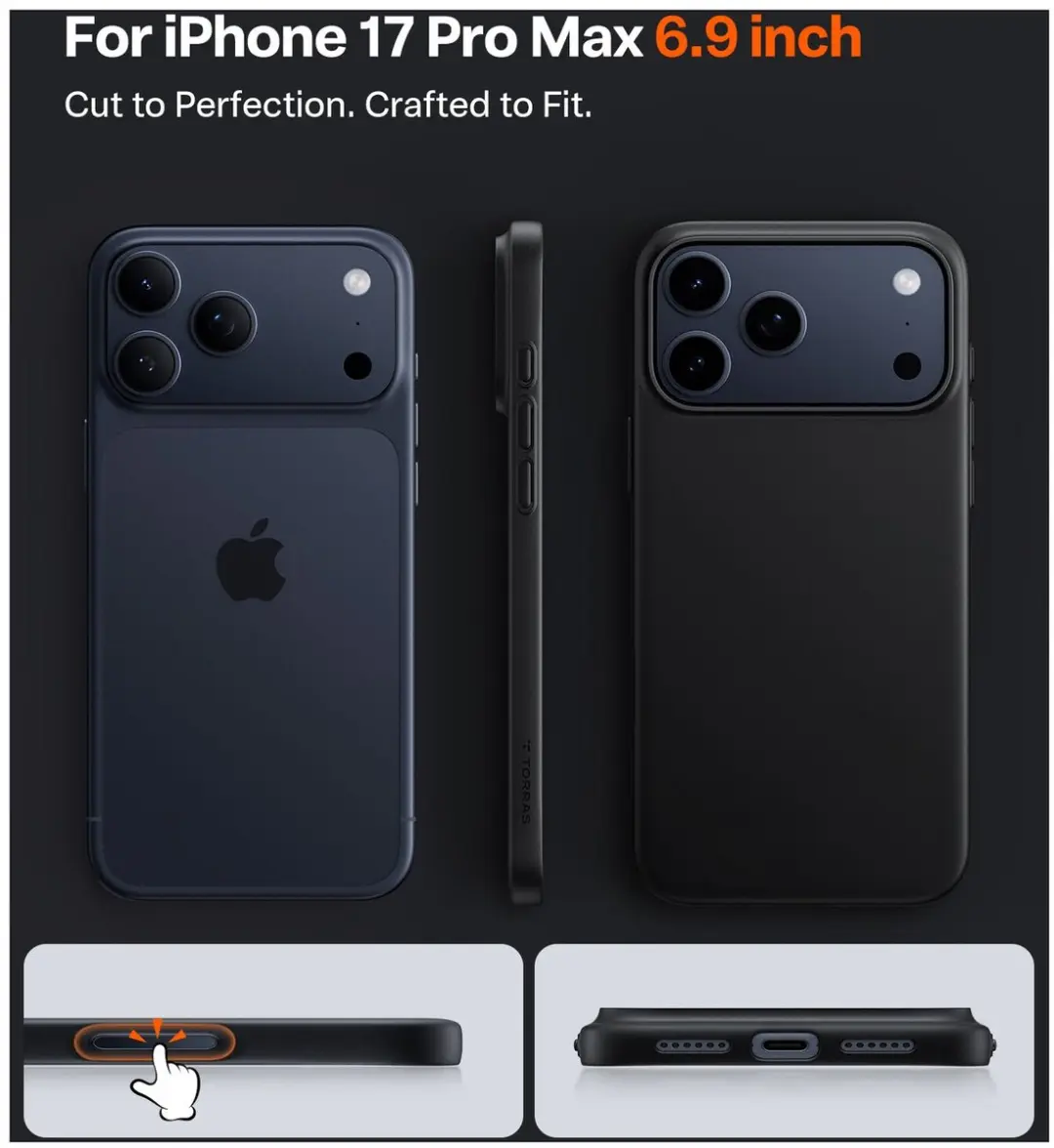 Torras Slim Fit Mag Hoesje iPhone 17 Pro - MagSafe - Zwart