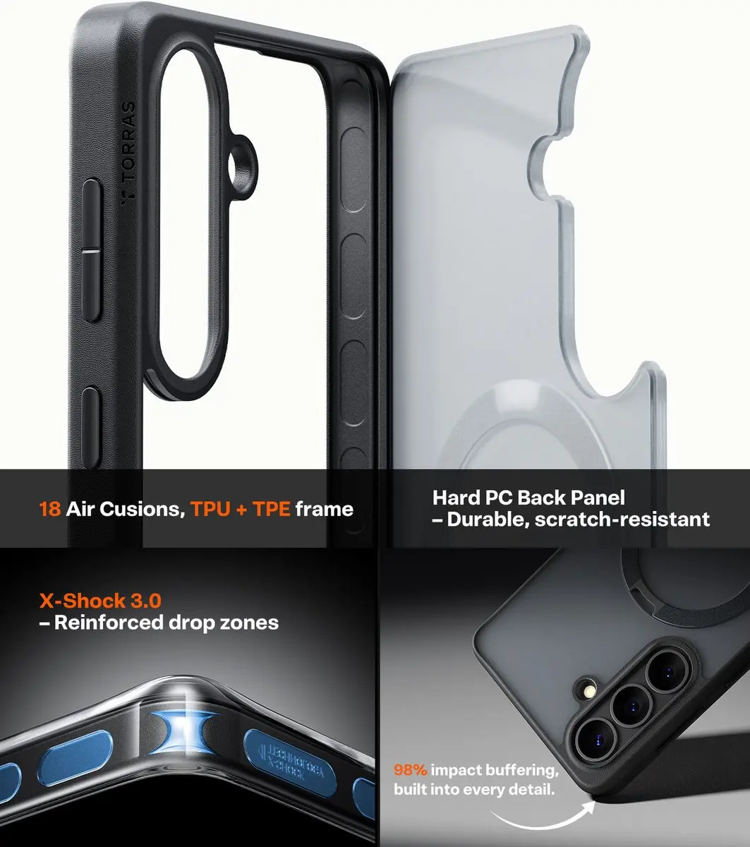 Torras UPro Ostand Spin Hoesje Zwart - MagSafe/QI2