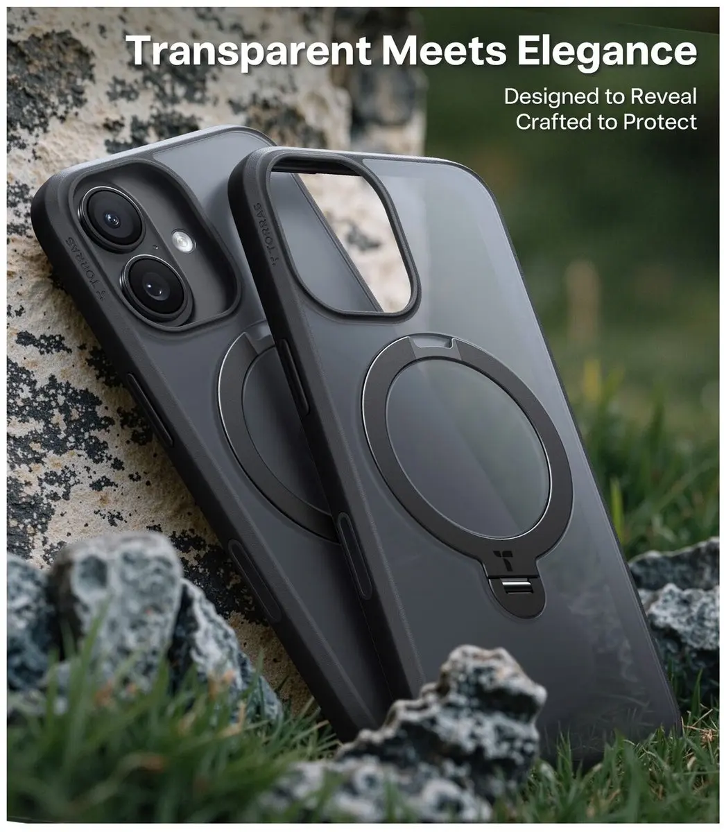 Torras UPro Ostand Spin Hoesje iPhone 17 - MagSafe 360° Draaibaar - Zwart - afbeelding 6 van 6