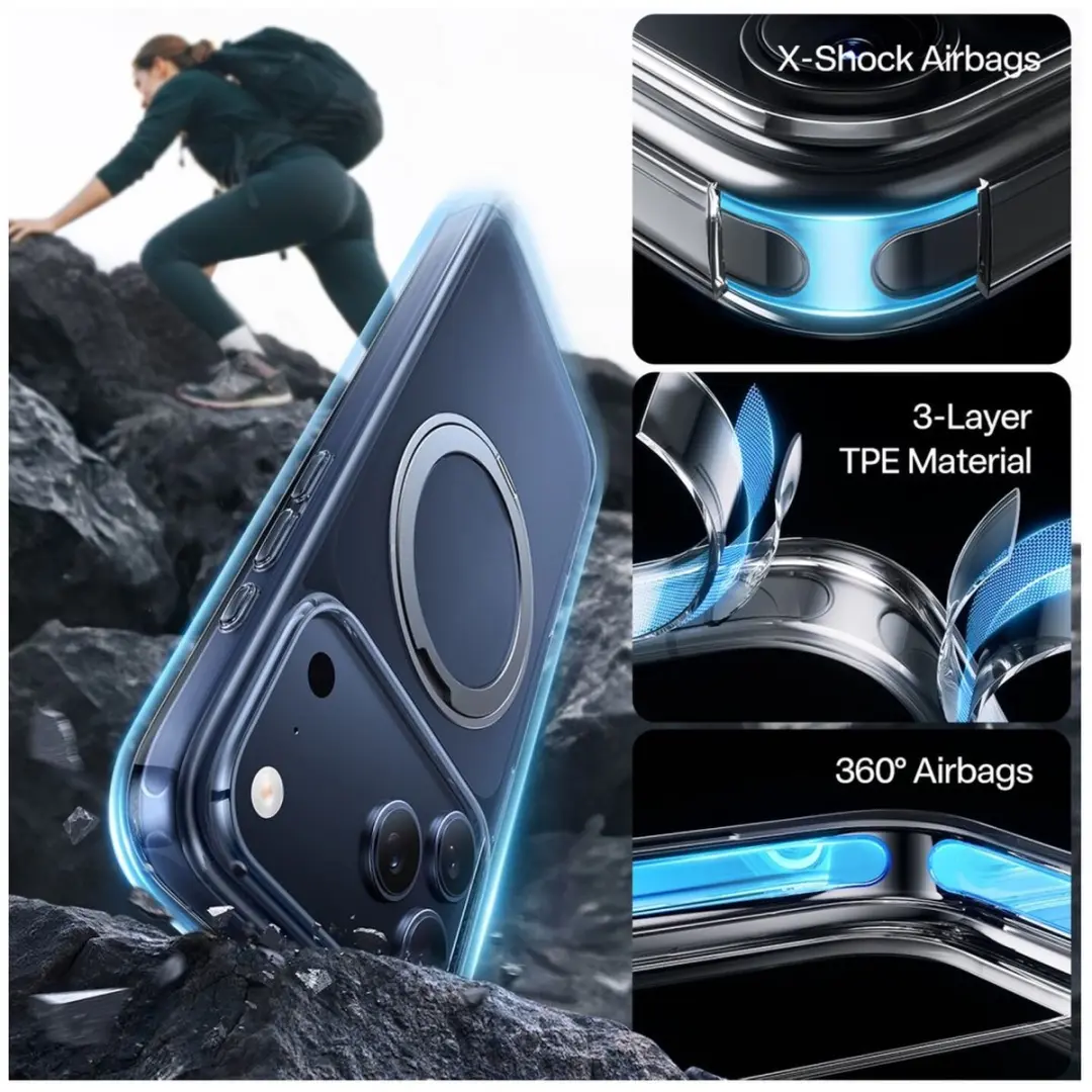 Torras UPro Ostand Pro Hoesje iPhone 17 Pro Max - Transparant