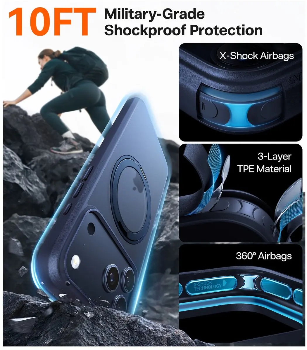 Torras UPro Ostand Pro Hoesje iPhone 17 Pro - Blauw - afbeelding 6 van 6