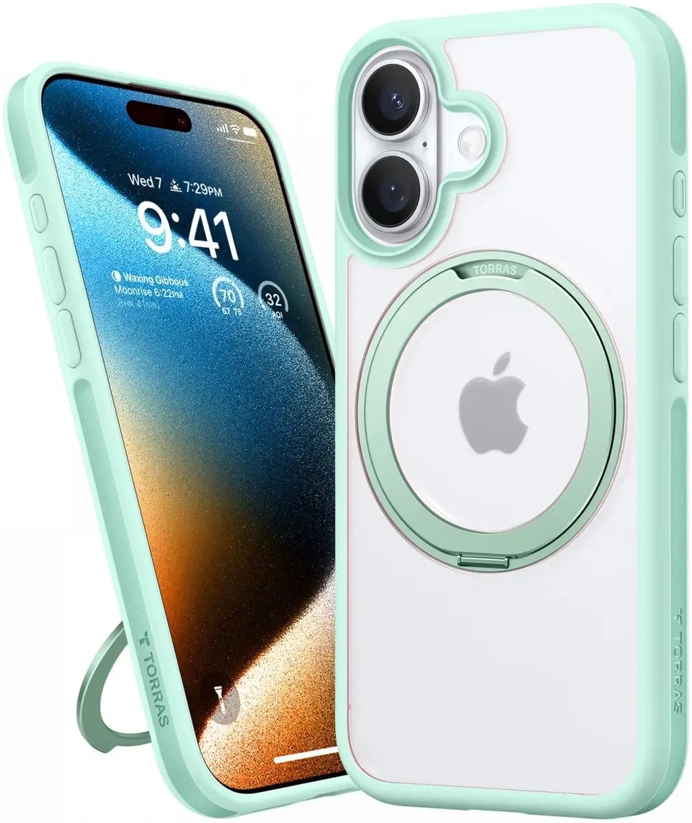 Torras UPRO Ostand R Fusion iPhone 16 Hoesje - Groen - MagSafe