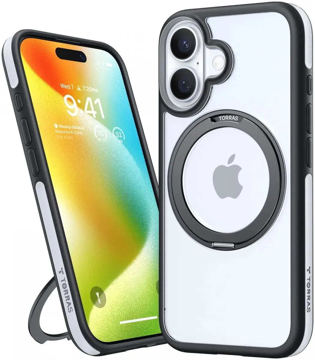 Torras UPRO Ostand R Fusion Hoesje iPhone 16 Plus - MagSafe - Zwart