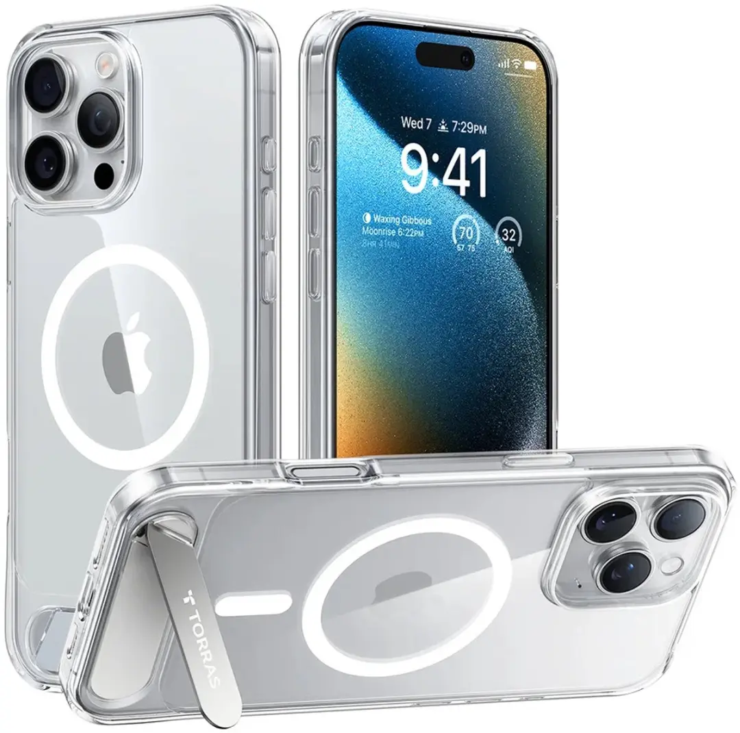 Torras UPro Pstand Hoesje iPhone 16 Pro Max - Transparant