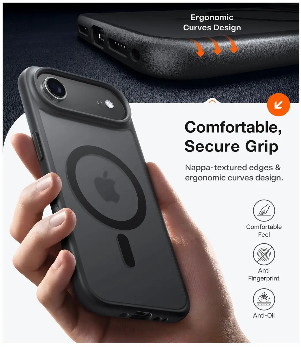 Torras Guardian Magnetic Hoesje iPhone Air - MagSafe - Zwart - afbeelding 6 van 6