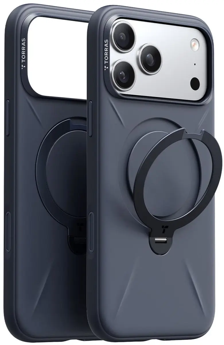 Torras Ostand Q Pro Silicone Hoesje - iPhone 17 Pro Max - Blauw