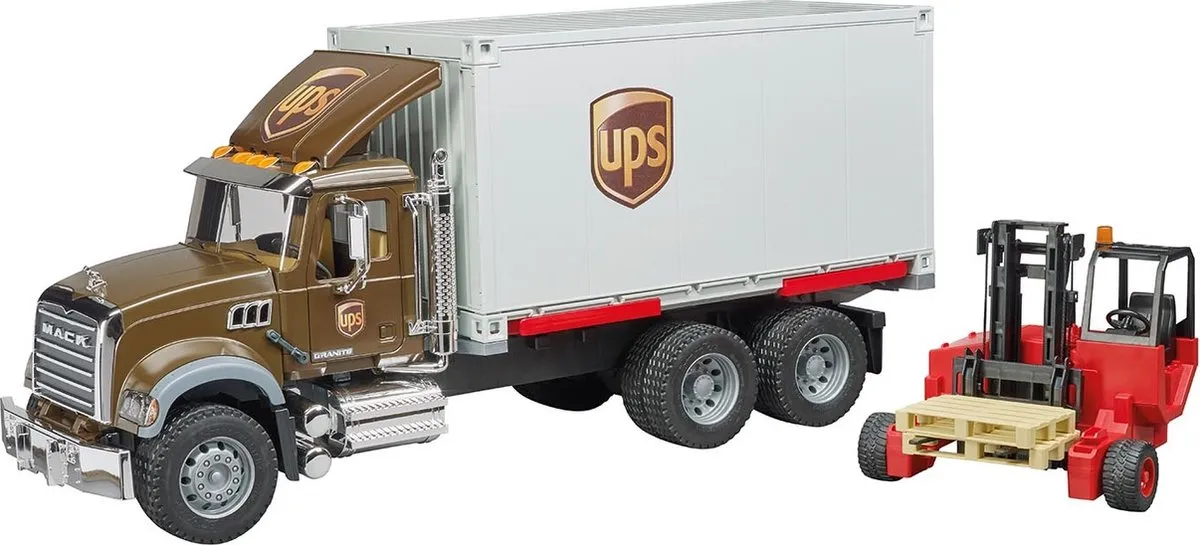 Bruder 2828 Mack Granite UPS met vorkheftruck