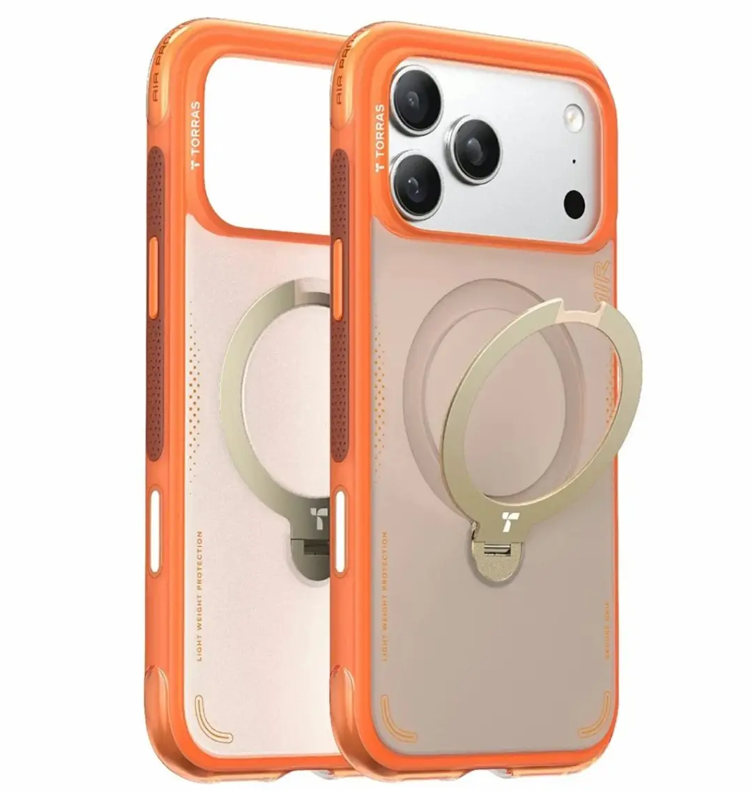 Torras Ostand Q3 Air Spin Hoesje iPhone 17 Pro Max - Oranje