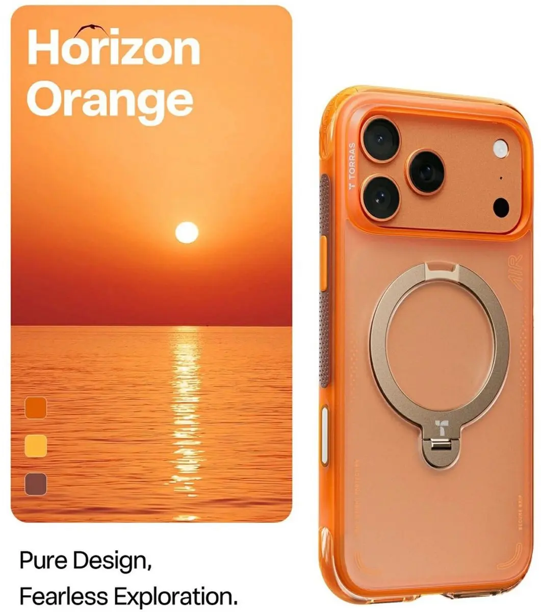Torras Ostand Q3 Air Spin Hoesje iPhone 17 Pro Max - Oranje