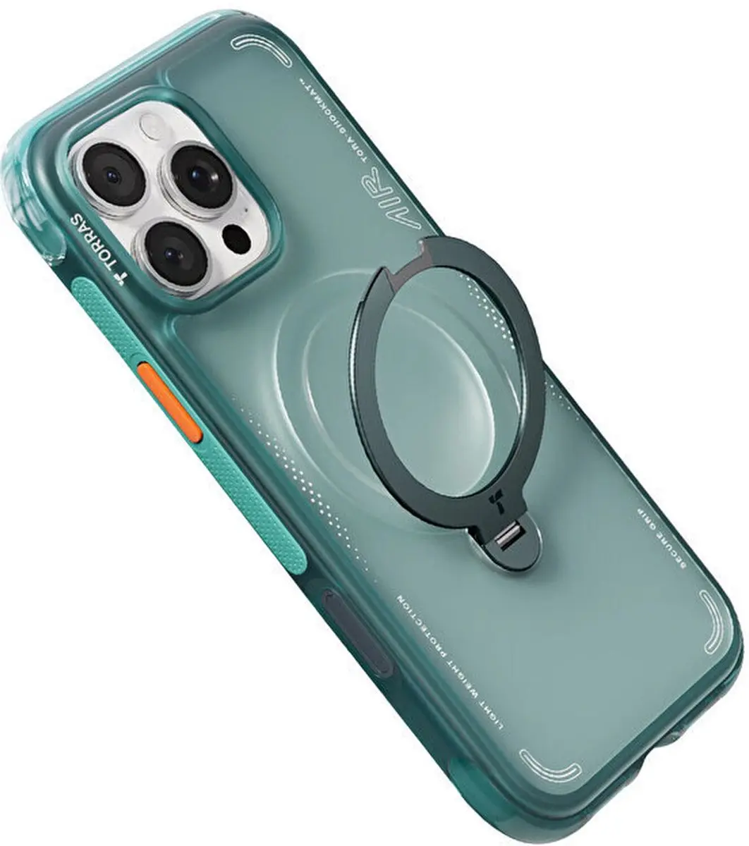 Torras Ostand Q3 Air Spin Hoesje iPhone 16 Pro Max - Groen