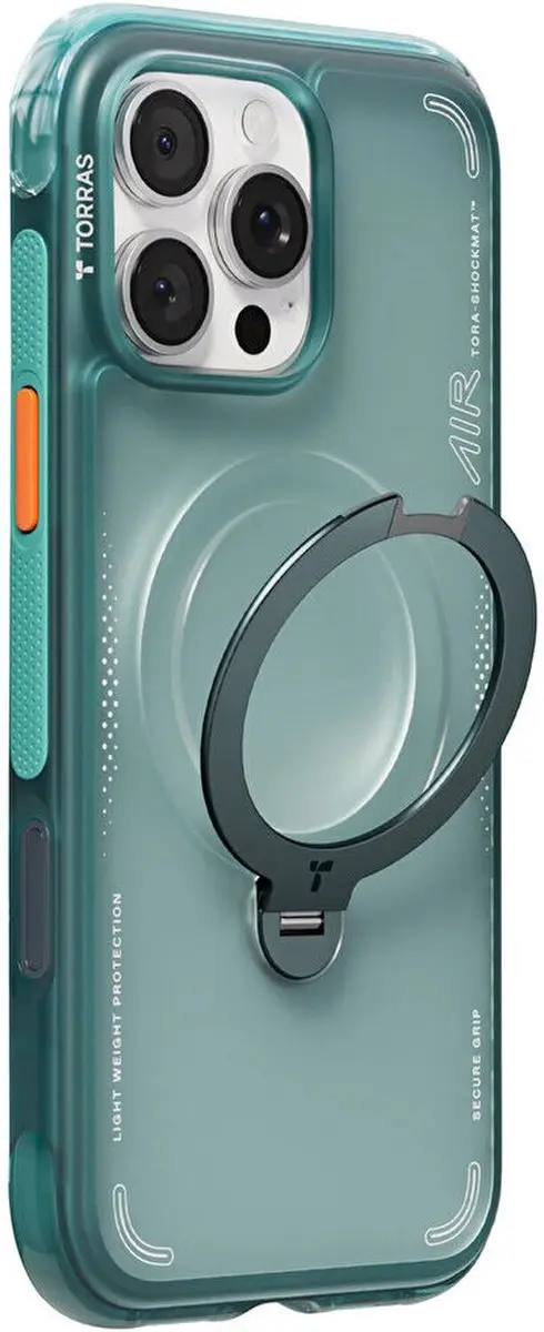 Torras Ostand Q3 Air Spin Hoesje iPhone 16 Pro Max - Groen