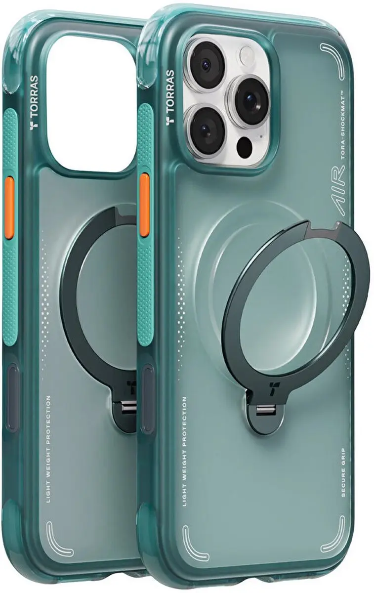 Torras Ostand Q3 Air Spin Hoesje iPhone 16 Pro Max - Groen