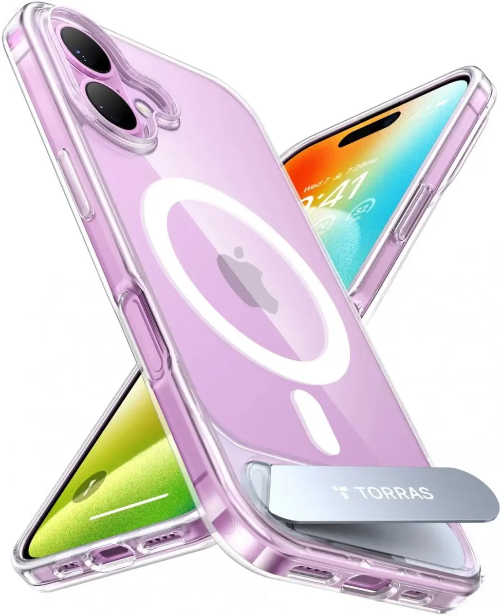 Torras UPro Pstand Hoesje iPhone 16 Plus - Transparant - MagSafe