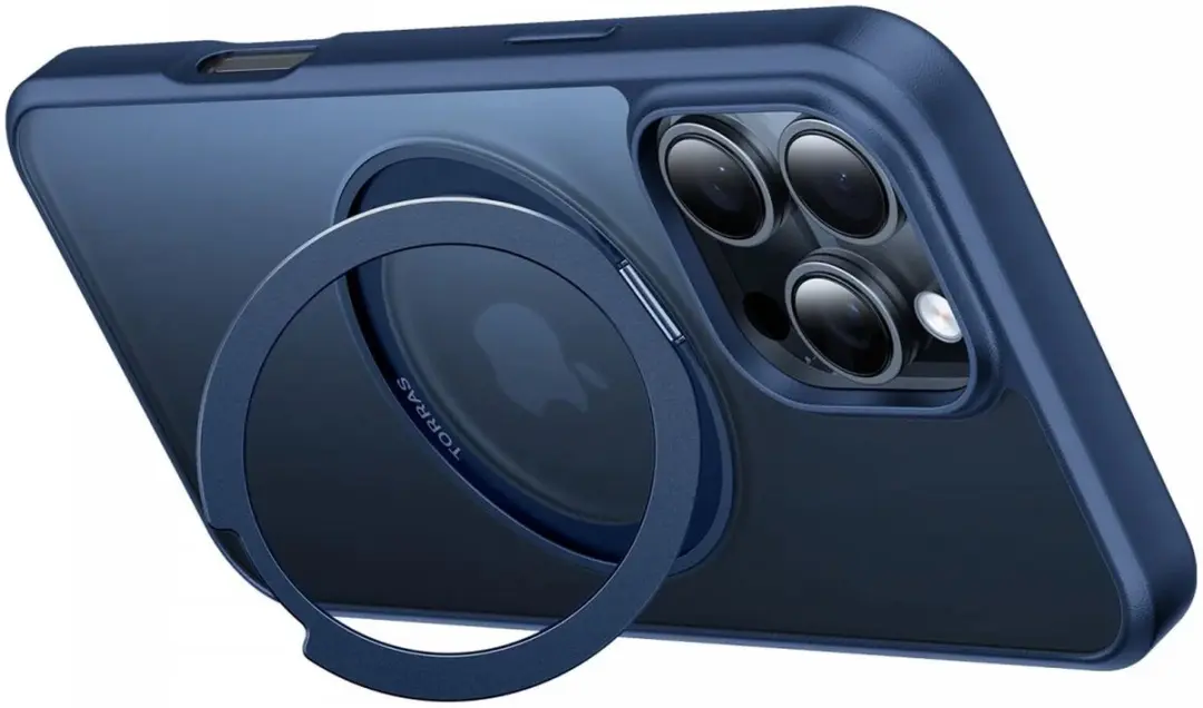 Torras UPro Ostand Pro Hoesje iPhone 16 Pro - Blauw - MagSafe - afbeelding 6 van 6