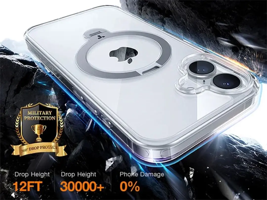Torras UPro Ostand Spin Hoesje iPhone 16 Plus - Transparant - afbeelding 6 van 6