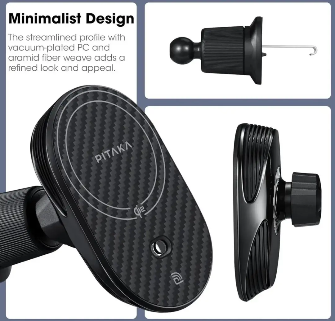 Pitaka MagEZ Car Mount Pro 2 Qi2 Autohouder - 15W Draadloos - Zwart
