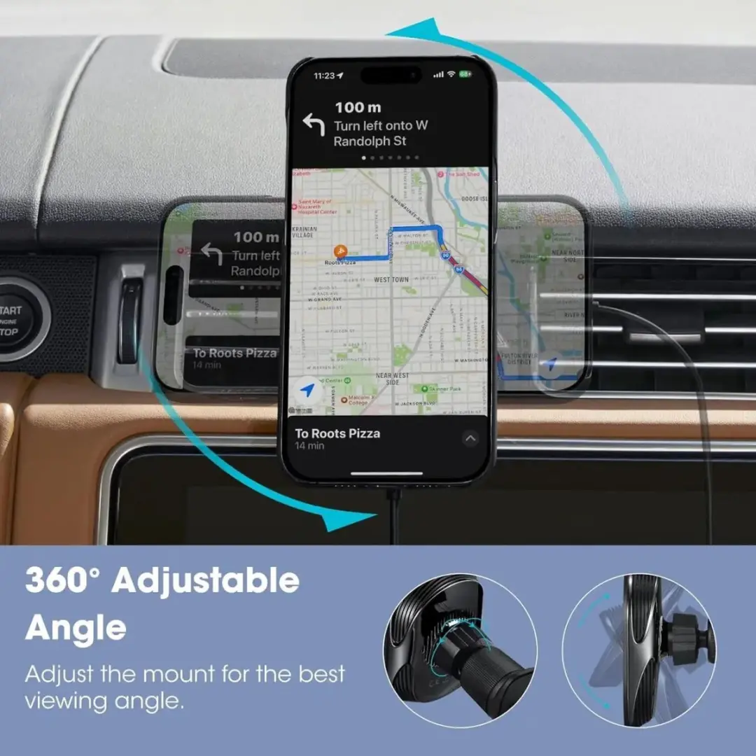 Pitaka MagEZ Car Mount Pro 2 Qi2 Autohouder - 15W Draadloos - Zwart