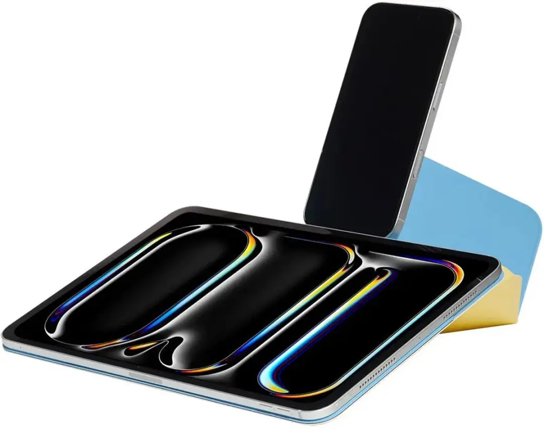 MOFT Dynamic Folio Book Case iPad Mini 6/7 - Magnetisch Vegan Leer - Blauw/Geel