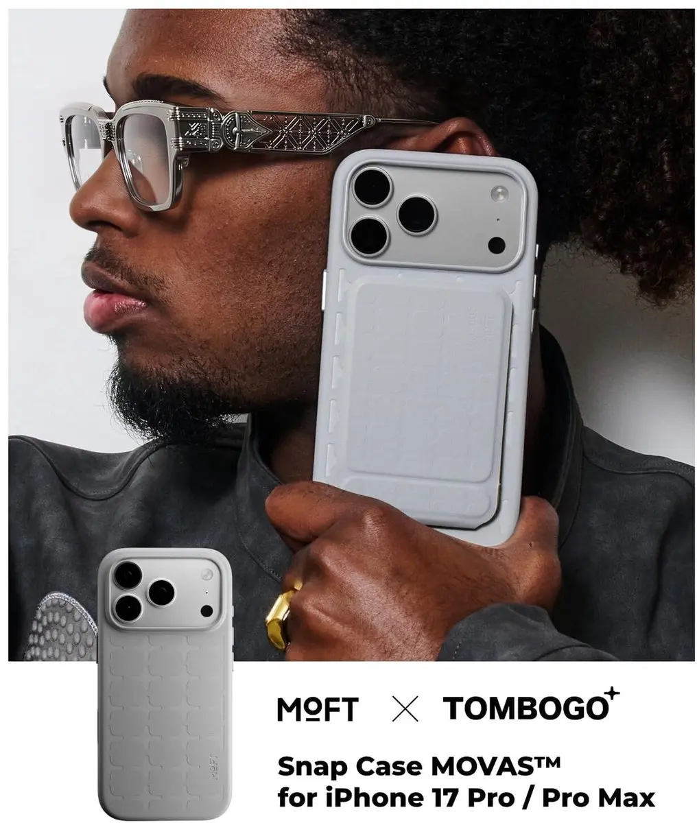 MOFT Tombogo Hoesje iPhone 17 Pro - Grijs Vegan Leer - MagSafe
