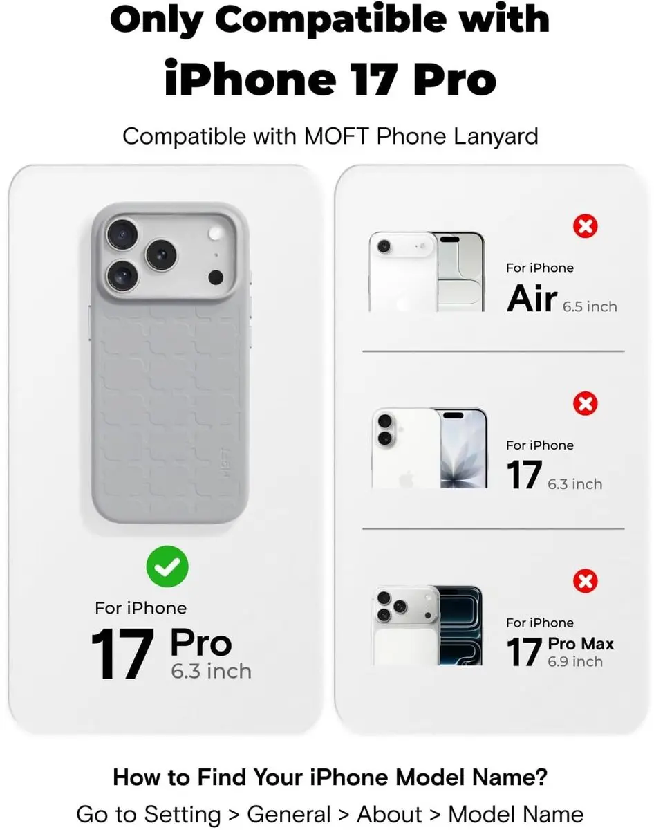 MOFT Tombogo Hoesje iPhone 17 Pro - Grijs Vegan Leer - MagSafe
