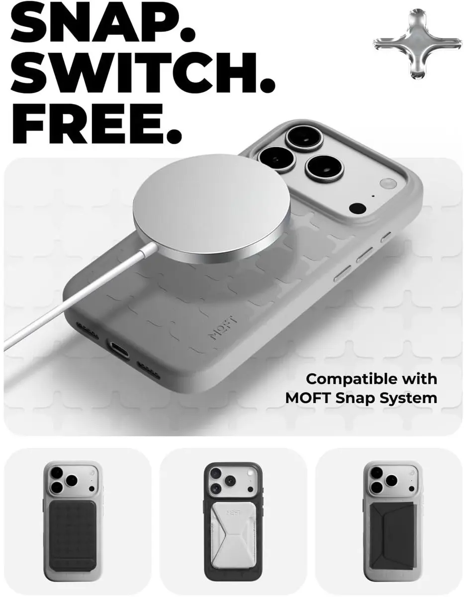 MOFT Tombogo Hoesje iPhone 17 Pro - Grijs Vegan Leer - MagSafe