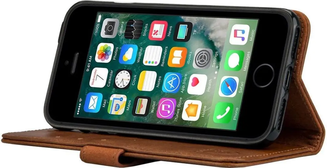 Rosso Deluxe Book Case iPhone 5/5S/SE - 3 Pasjes - Bruin
