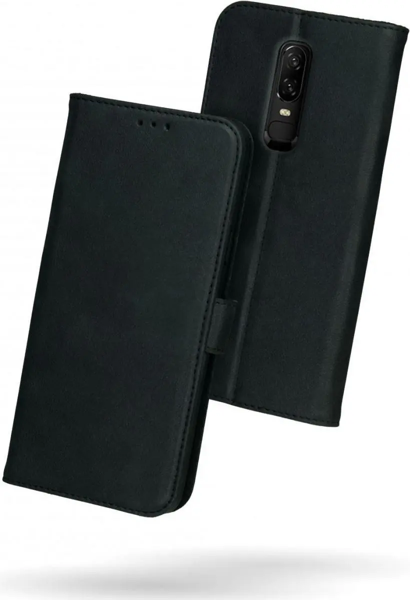 Rosso Deluxe Book Case OnePlus 6 - 3 Pasjes - Zwart