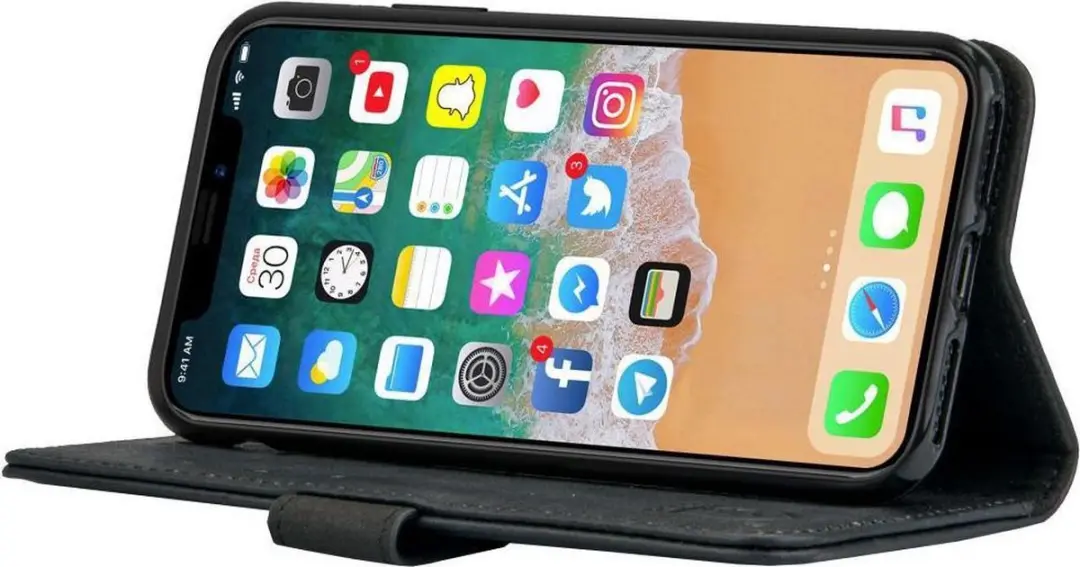 Rosso Deluxe Book Case iPhone XR - 3 Pasjes - Zwart