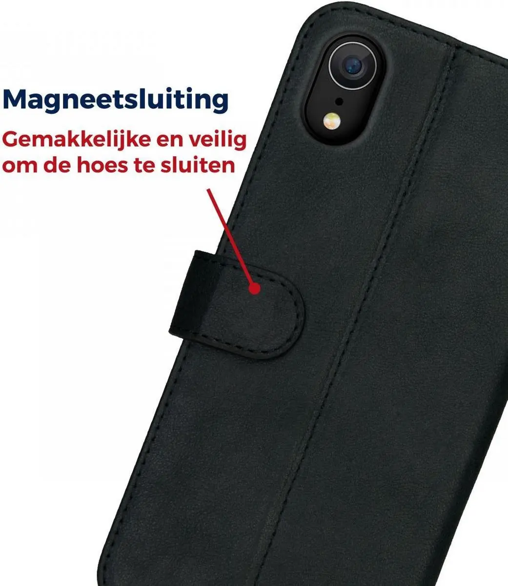 Rosso Deluxe Book Case iPhone XR - 3 Pasjes - Zwart - afbeelding 6 van 6
