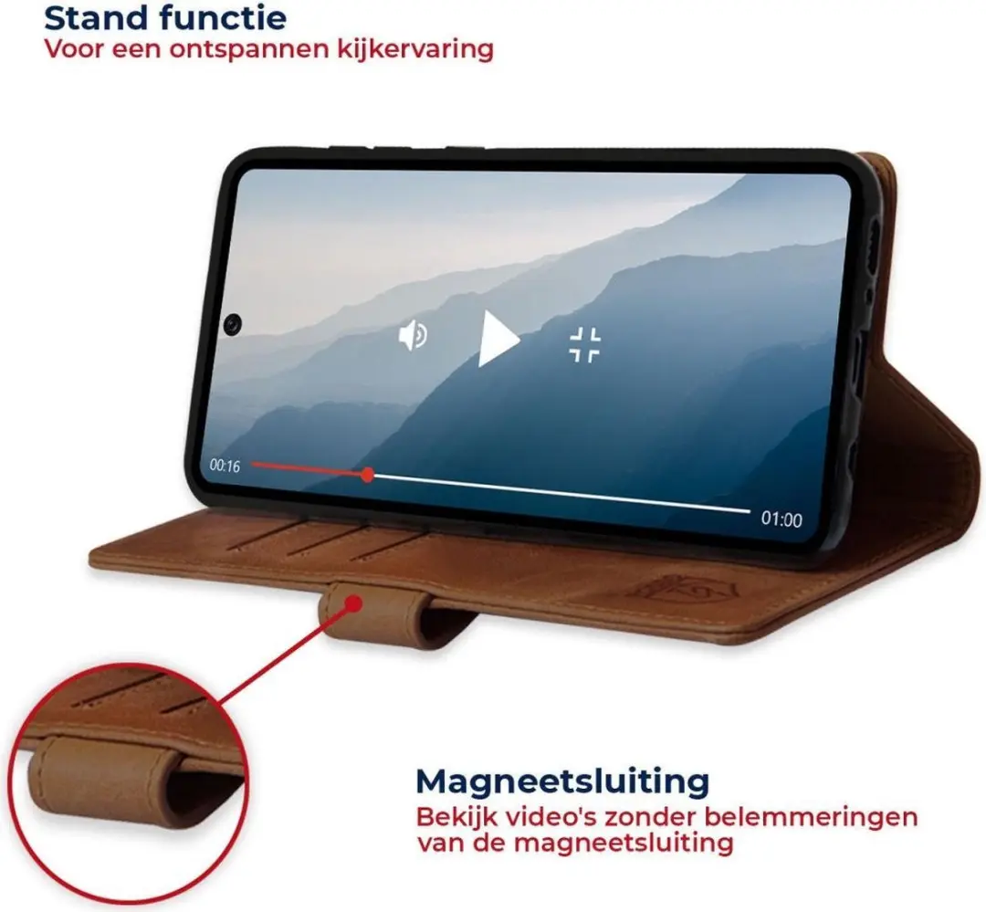 Rosso Deluxe Book Case OnePlus 9 - 3 Pasjes Bruin