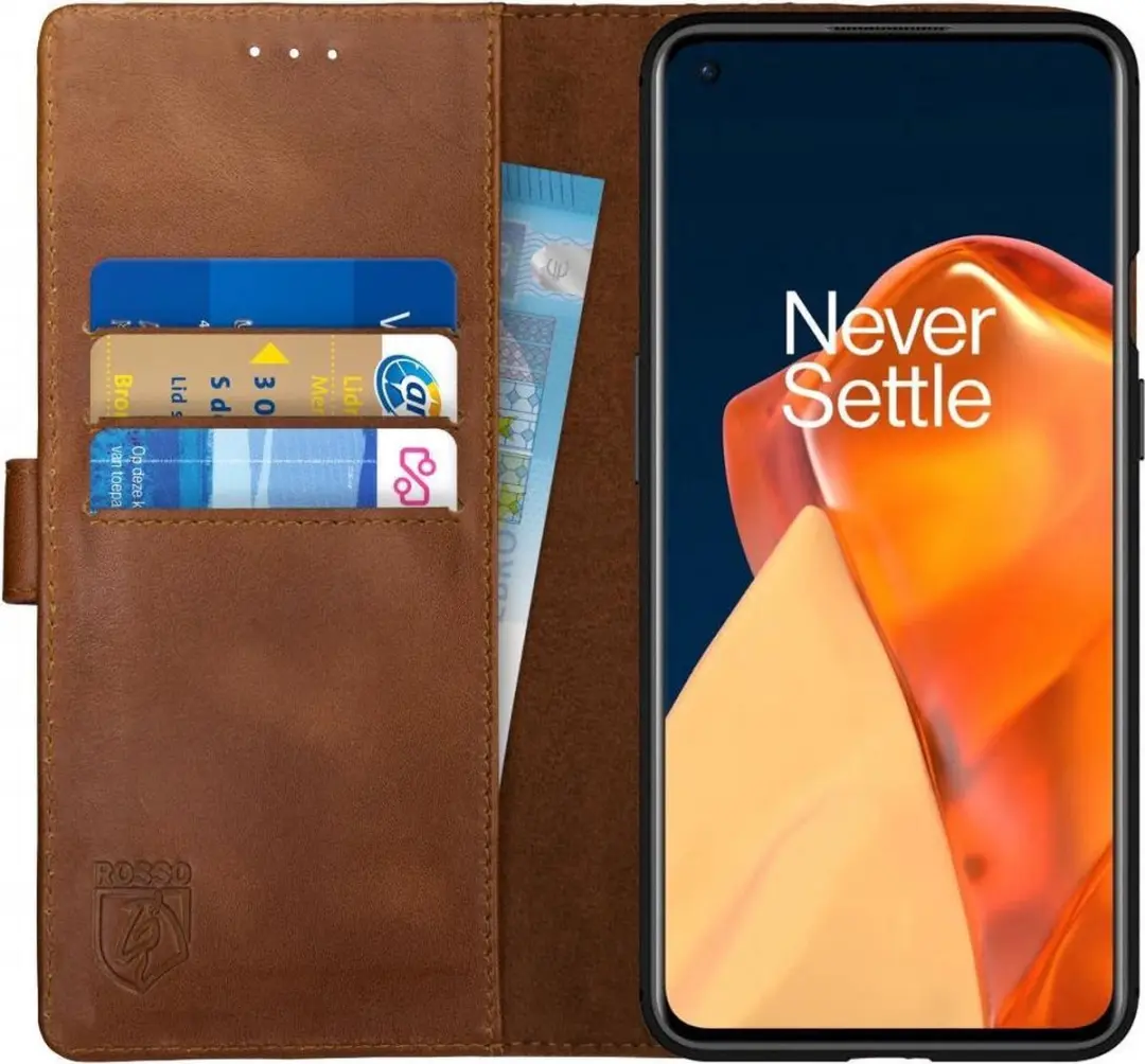 Rosso Deluxe Echt Leer Book Case Hoesje Geschikt voor OnePlus 9