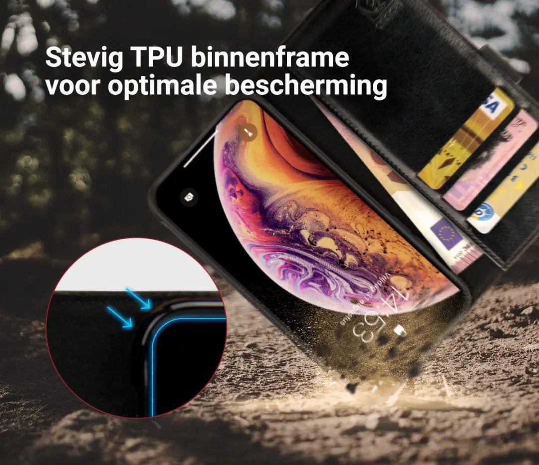 Rosso Element Hoesje 39002 - iPhone Xs - 3 Pasjes - Zwart - afbeelding 6 van 6