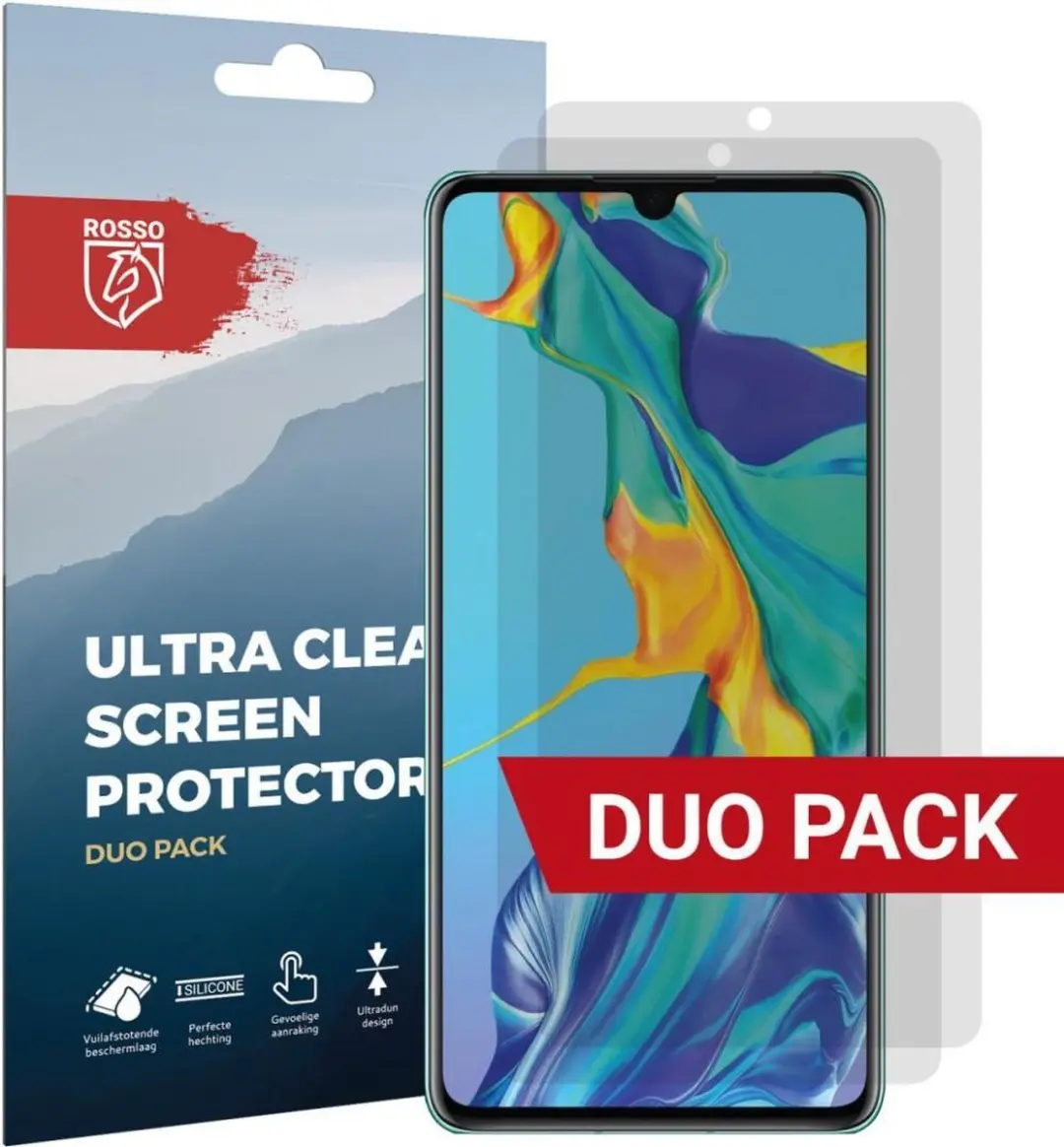 Rosso Screen Protector Ultra Clear Duo Pack Geschikt voor Huawei P30