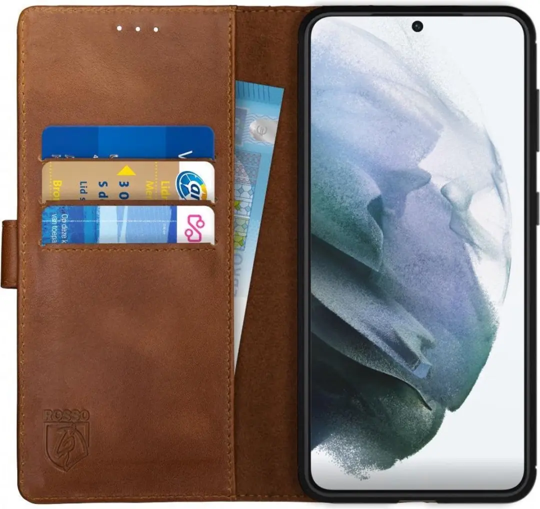 Rosso Deluxe Echt Leer Book Case Hoesje Geschikt voor Samsung Galaxy S21