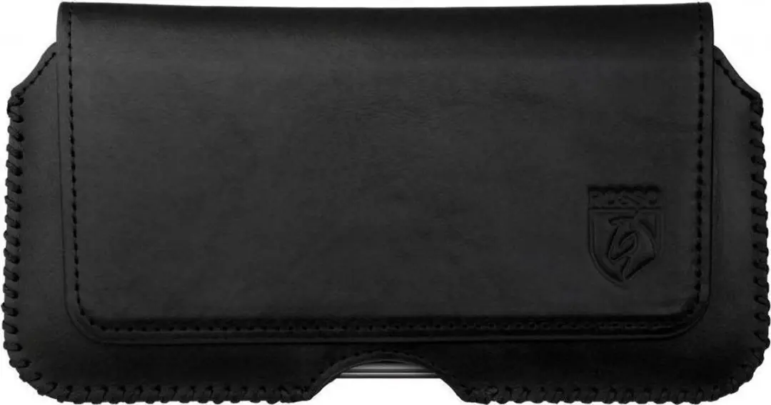 Rosso Deluxe Broekriem Belt Case Hoesje Met Riemlus Echt Leer Medium Zwart