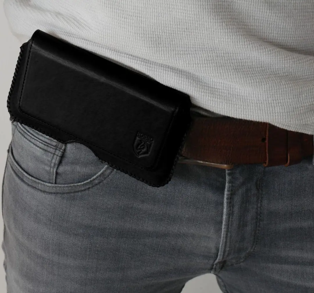 Rosso Deluxe Belt Case Medium - Echt Leer 39432 - Zwart