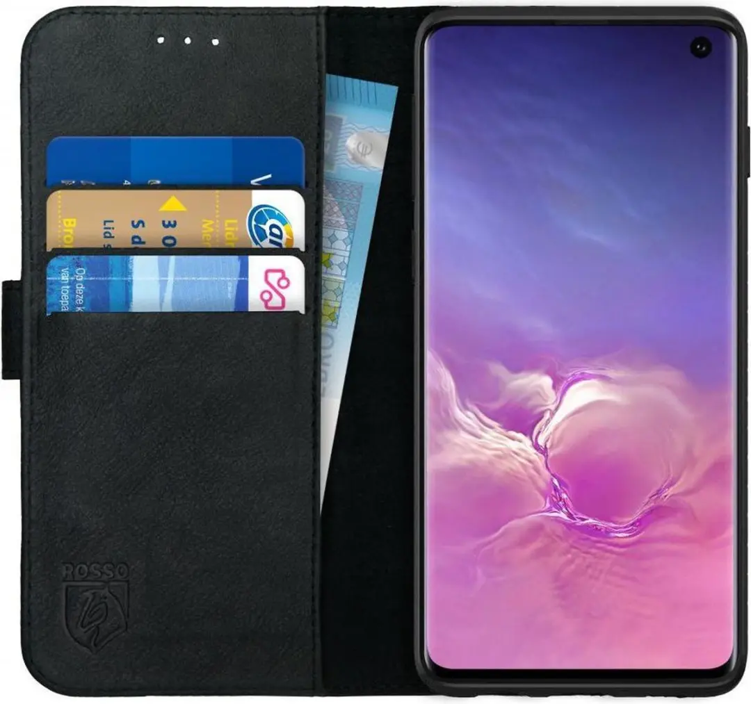 Rosso Deluxe Echt Leer Book Case Hoesje Geschikt voor Samsung Galaxy S10