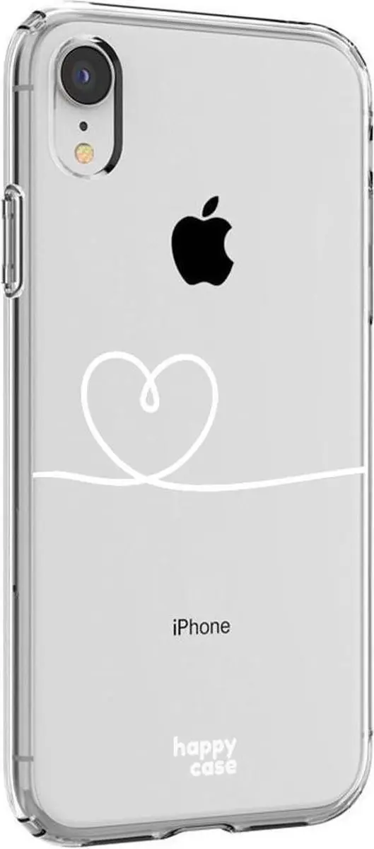 HappyCase Hoesje iPhone XR Flexibel TPU Hartje Print - Wit/Transparant